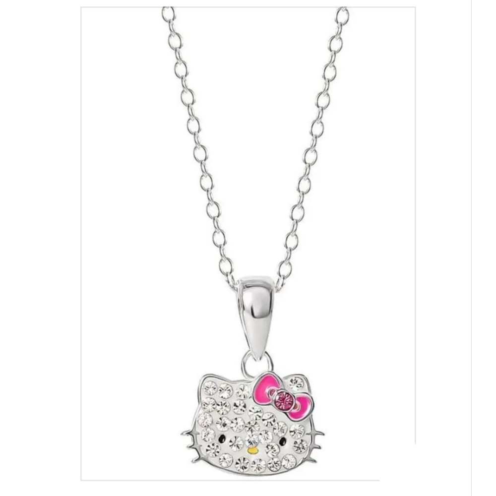 NWT Hello Kitty Sterling Silver Crystal/Enamel Necklace